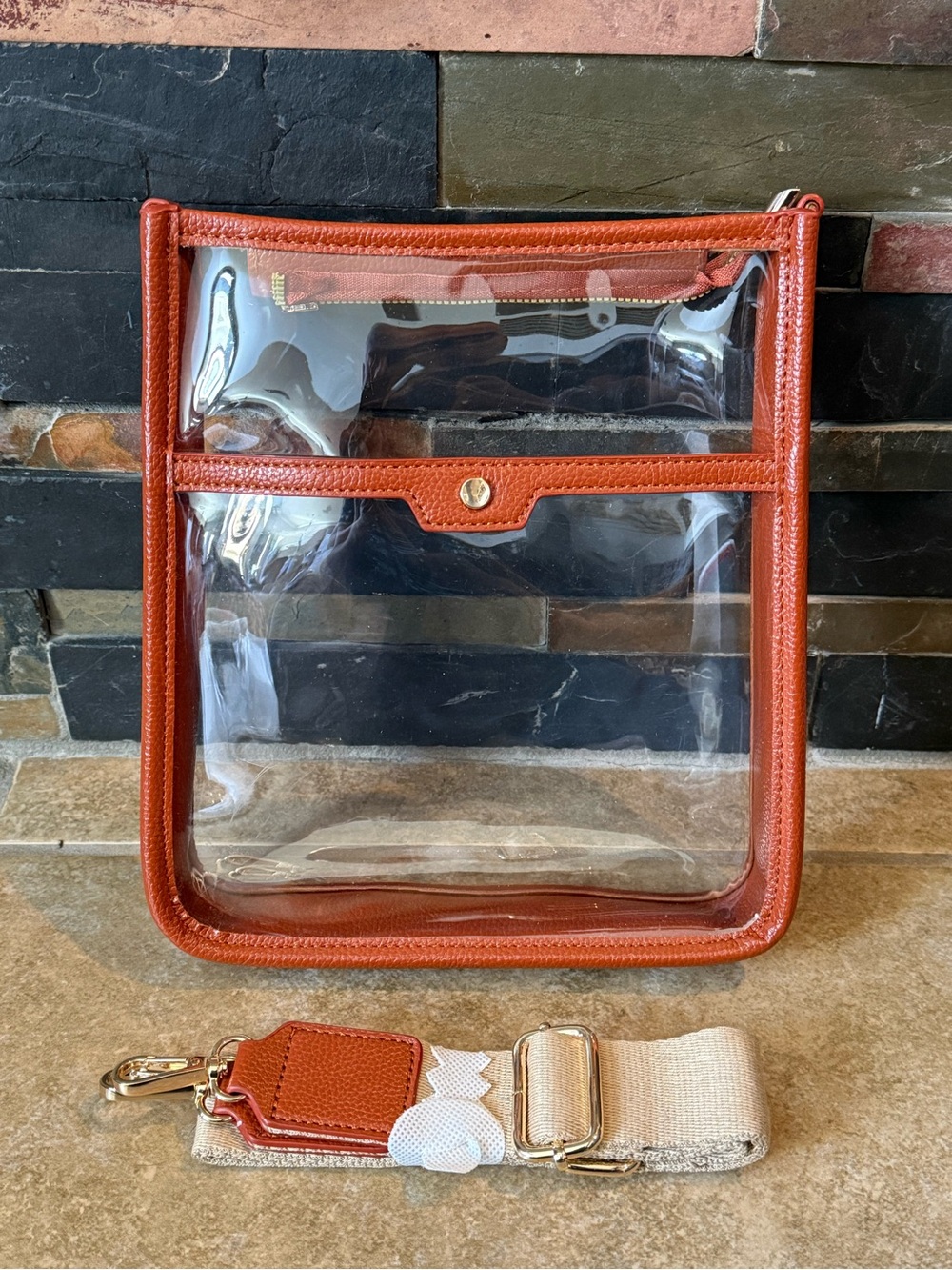 Hoxis Clear PVC Cross Body Bag Zipper Pocket Shoulder Bag New FAST SHIPPING